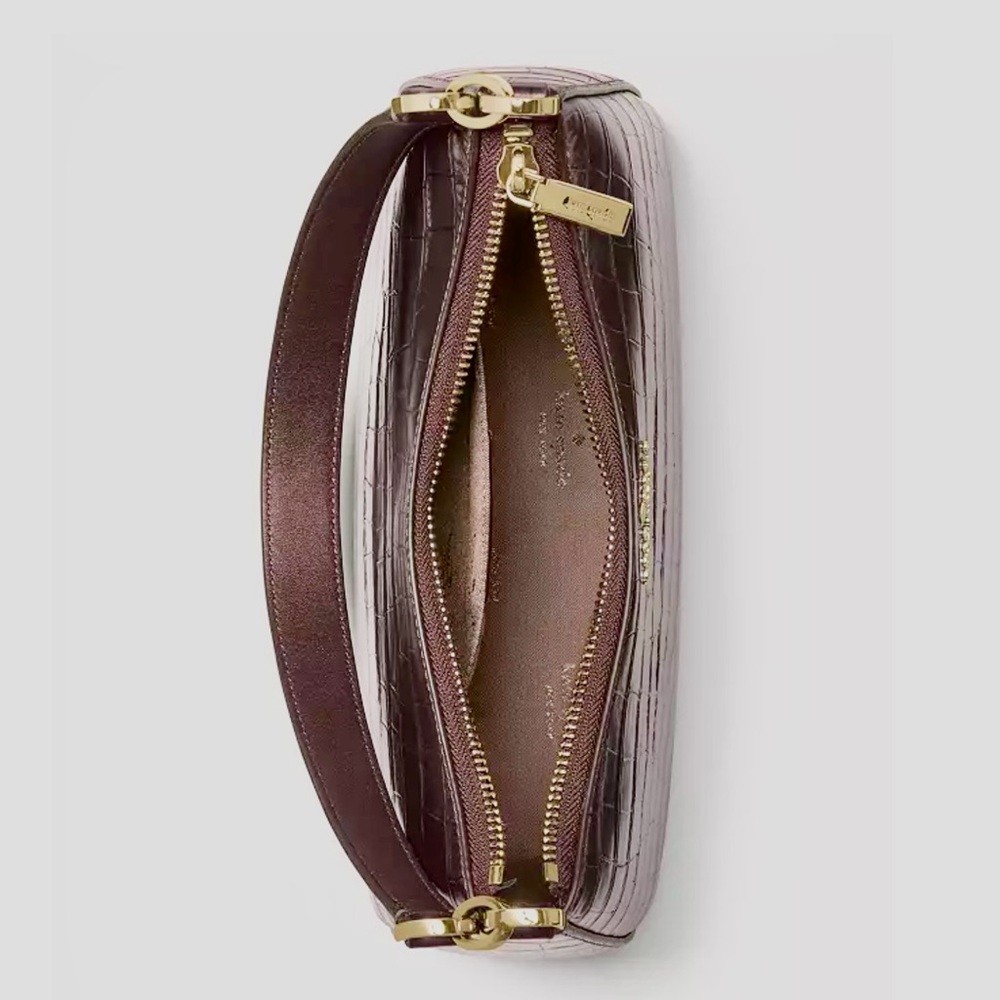 🤎💛 NWT KATE SPADE Margot Metallic Croc Embossed Convertible Shoulder Bag – NEW - Picture 5 of 7